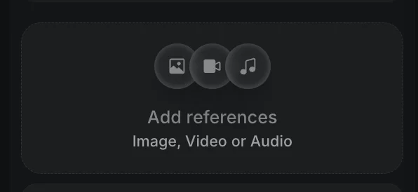 Блок Add references із трьома іконками у вікні генерації