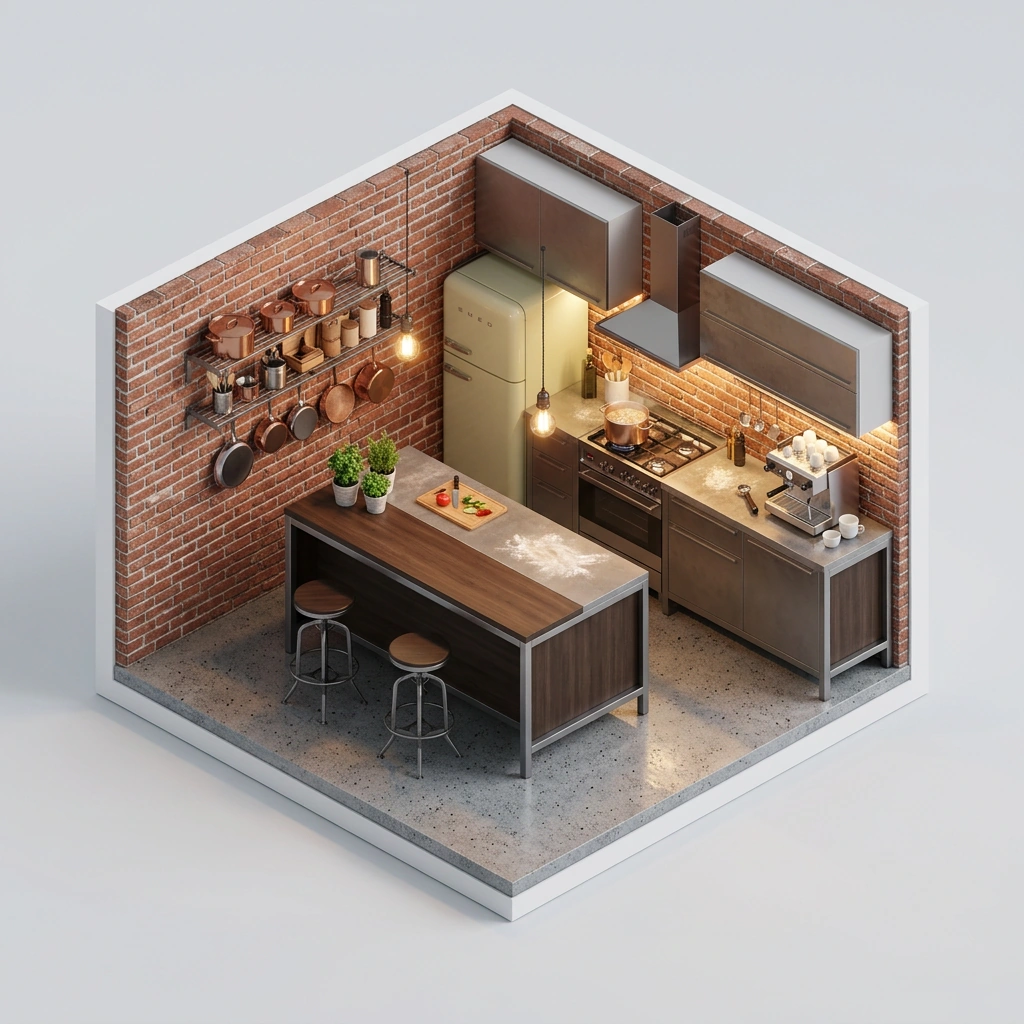 Ізометрична 3D кімната — приклад 3